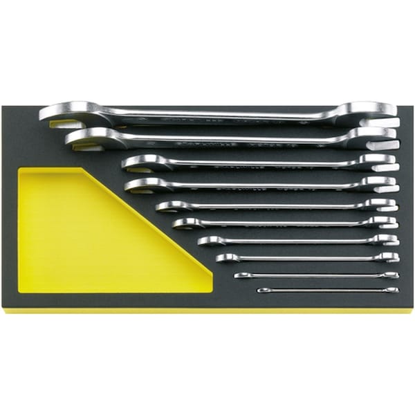 Double open ended Wrenchs i.TCS inlay No.TCS 10/10, 6X7-30X32 MM MF 1/3-tray10-pcs.